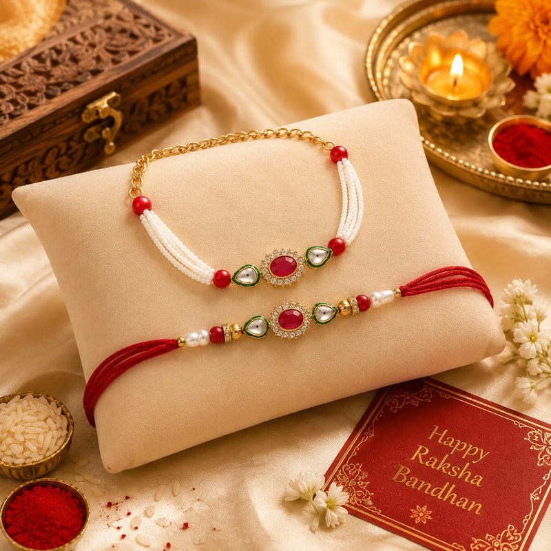 Bhaiya Bhabhi Rakhi Set. Designed with attractive traditional craftsmanship and premium-quality