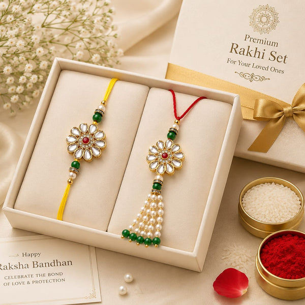 Bhaiya Bhabhi Rakhi Set. Designed with attractive traditional craftsmanship and premium-quality
