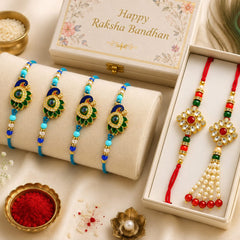 Bhaiya Bhabhi Rakhi Set. Designed with attractive traditional craftsmanship and premium-quality