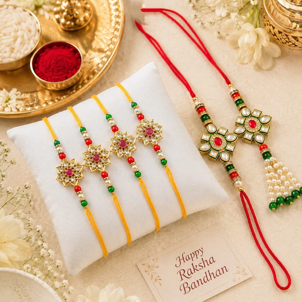 Bhaiya Bhabhi Rakhi Set. Designed with attractive traditional craftsmanship and premium-quality