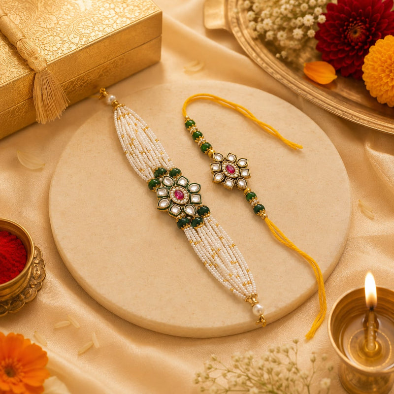 Bhaiya Bhabhi Rakhi Set. Designed with attractive traditional craftsmanship and premium-quality