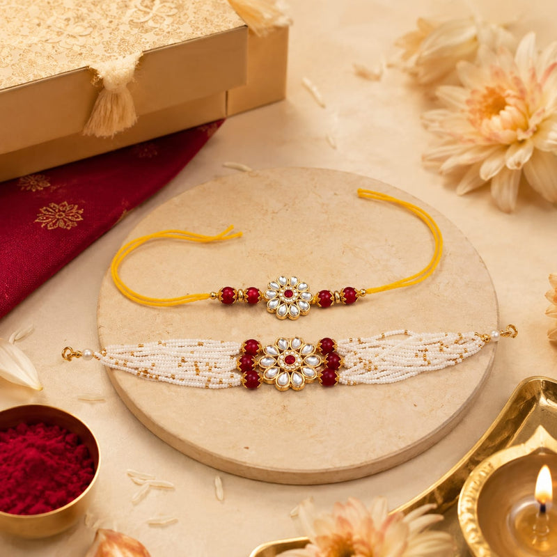 Bhaiya Bhabhi Rakhi Set. Designed with attractive traditional craftsmanship and premium-quality