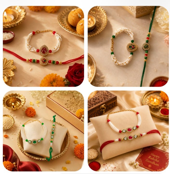 Bhaiya Bhabhi Rakhi Set. Designed with attractive traditional craftsmanship and premium-quality