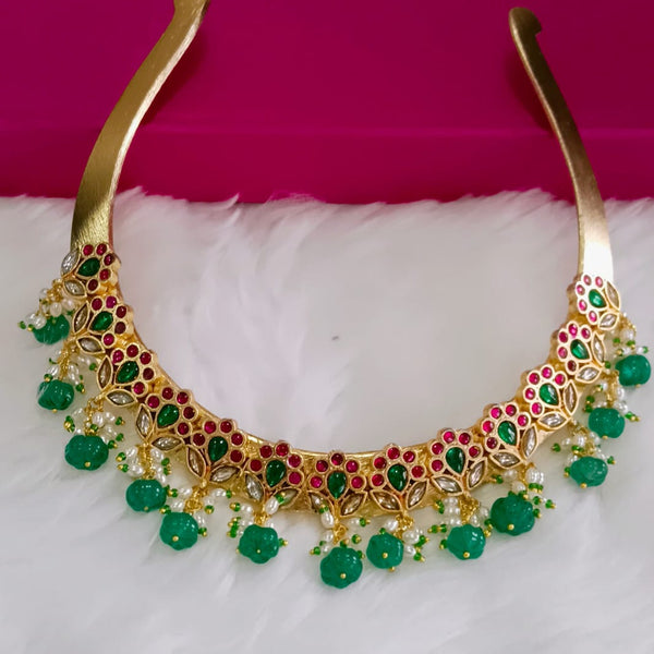 Pearl Drops Jadau Hasli choker South india jewels