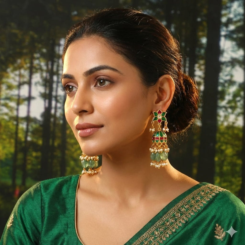 Beautiful Pachi Kundan Earrings