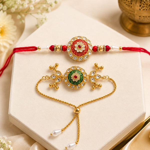 Bhaiya Bhabhi Rakhi Set. Designed with attractive traditional
