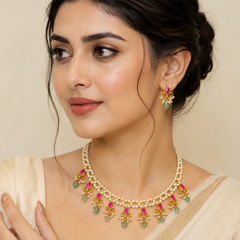 Jadau Kundan Necklace Set