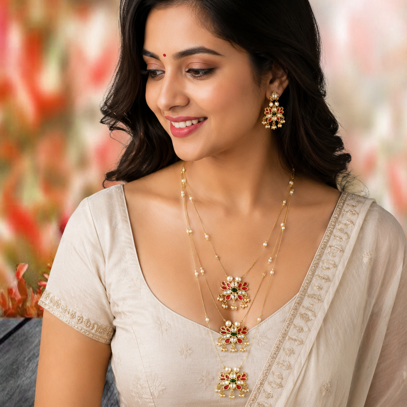 wire necklace set Kundan Jadav