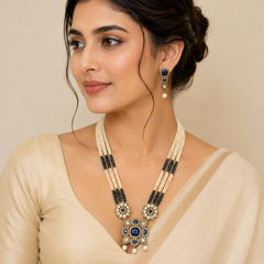 Jadau Kundan Necklace Set (Beads)