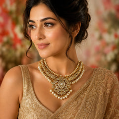 white Jadav Kundan necklace set